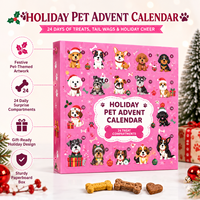 Boîte de calendrier de l'avent pour animaux de compagnie personnalisée pour Noël, 24 jours, emballage cadeau pour friandises pour chiens avec compartiments individuels, compte à rebours pour animaux de compagnie