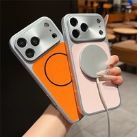 Nouvelle Coque Magnétique Grande Fenêtre pour iPhone 17 13 14 15 16 Pro Max, Texture Métallique, Housse Rigide