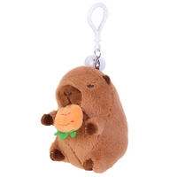 Mignon Fraise Capybara En Peluche Porte-clés En Peluche Persimmon Secouant Queue Capybara Pendentif Doux Poupée Porte-clés Sac À Dos Pendentif Cadeau