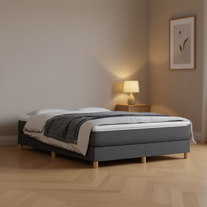 Struttura letto in tessuto grigio scuro 100% poliestere Legno ingegnerizzato Design minimalista Letto morbido Modello D0100HXNLM6 - Product Image 2