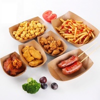 Caja para Pollo Frito con Logotipo Personalizable, Envase Biodegradable para Alimentos, Caja en Forma de Barco, Bandeja de Papel para Aperitivos, Caja de Almuerzo de Papel Kraft