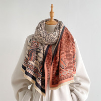 Nouvelles conceptions de voyage personnalisées motif tropical floral étoles Bufanda châles 185*65cm épais chaud cachemire sensation écharpes d'hiver