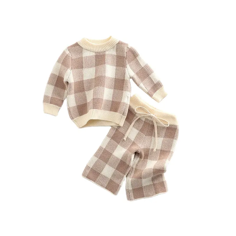 2022 Bekleidungs lieferant warmer Baby anzug Baumwolle Baby kleidung Set grob gestrickter Pullover Baby Geschenk Jungen anzüge Kleidung Winter Set