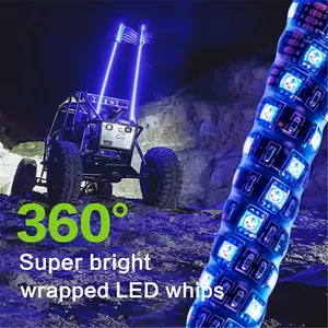 Waterproof Quick Disconnect Antenna Led Whip Light Chasing Color Led Antenna Whip Led Whip Light With Music Control
