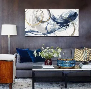 Disesuaikan berbagai jenis kanvas seni dinding abstrak mudah lukisan ide biru Modern akrilik seni untuk ruang tamu kamar tidur