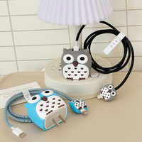 Protecteur de chargeur 3D mignon de dessin animé pour enrouleur de câble de données, housse de protection de chargeur avec motif de hibou mignon, matériau PVC