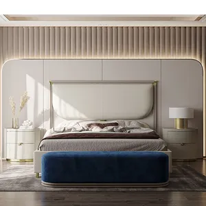 2021 איטלקי עיצוב עור מיטת 1.8 m כפול מיטת ספה שינה ריהוט מלך/מלכה מעצב רהיטים