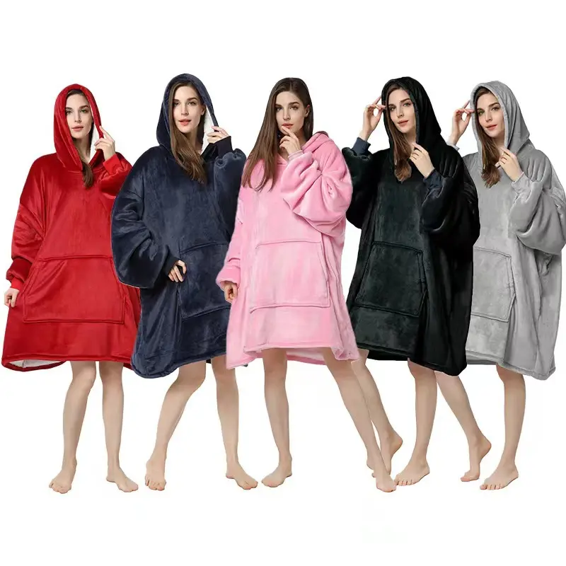 Drops hipping Produkte Langes Hoodie-Kleid für Frauen Adult Com fy Übergroßer Lazy Hoodie Warmes Sweatshirt Flanell Hoodie