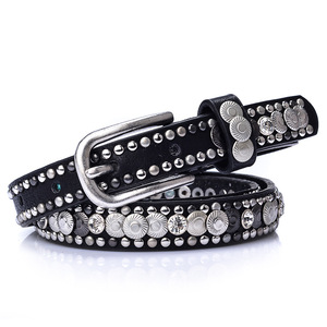 Sabuk kulit wanita kurus, gesper Pin untuk wanita, sabuk desainer Fulling, sabuk kulit wanita - Product Image 1
