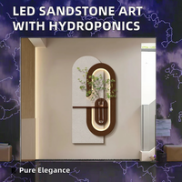 Peinture murale moderne en grès brillant en trois dimensions Art vert hydroponique impressions de jardinière en détresse pour nature morte beige