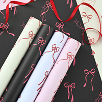 Papier d'emballage floral élégant en kraft imprimé nœud français 80g – Matériau d'emballage floral durable pour boutique – Fournitures romantiques pour fleuristes