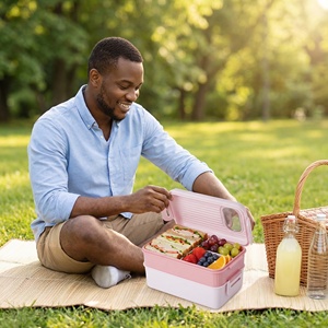 Boîte à bento anti-fuite empilable de qualité alimentaire, compatible <span class=keywords><strong>micro</strong></span>-ondes, avec compartiments, pour le travail, l'école, les pique-niques - Product Image 6