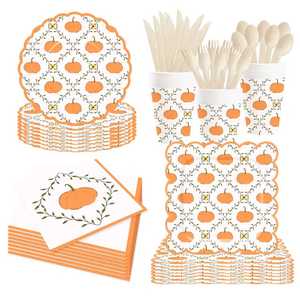 Juego de Platos y Servilletas de Papel para Fiesta de Acción de Gracias DAMAI, Kit de Vajilla Desechable con Decoraciones a Cuadros para 8 Personas - Product Image 5