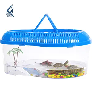 Портативный резервуар для черепахи с крышкой, резервуар для черепахи с декоративной коробкой для разведения, домашний аквариум