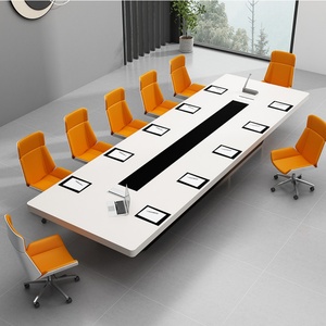 Table de conférence de bureau moderne et luxueuse en blanc, convertible et extensible, pour salle de réunion ou salle de conseil - Product Image 5