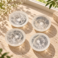 Bol en cristal blanc rond, plat décoratif en forme de gemme pour bagues, bibelots, décoration intérieure et présentation sur étagère