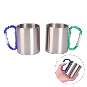 Taza <span class=keywords><strong>de</strong></span> viaje <span class=keywords><strong>de</strong></span> Metal portátil, vaso <span class=keywords><strong>de</strong></span> agua <span class=keywords><strong>de</strong></span> acero inoxidable, taza <span class=keywords><strong>de</strong></span> té y café con gancho <span class=keywords><strong>de</strong></span> mosquetón como mango para exteriores - Product Image 6
