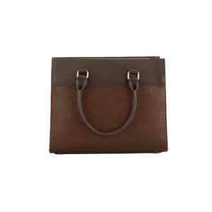 Sac cabas pour femme en cuir véritable, design minimaliste, motif alligator, deux poignées, couleur marron, usage quotidien, toutes saisons - Product Image 1