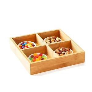 Plateau à fruits secs Jiugongge pour salon, plateau en bois Sigongge pour <span class=keywords><strong>cheminée</strong></span>, plateau à noix, plateau à dim sum avec couvercle - Product Image 5