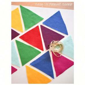 Guirlande de fanions rectangulaires en feutre personnalisée pour fête d'anniversaire, nom personnalisé, 14x21cm, couleur personnalisée, style festif, décoration de chambre - Product Image 5