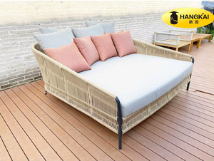 Élégant confort en aluminium corde tissage Patio jardin carré extérieur lit <span class=keywords><strong>de</strong></span> jour côté piscine <span class=keywords><strong>double</strong></span> chaise longue utilisée pour la plage - Product Image 6