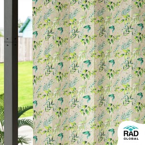 <b>Leaves</b> Beige Premium Waterproof Outdoor Curtains with Elegant Botanical Print for Stylish Patio and Balcony Decor - Product Image 6