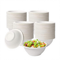 Couvercle de bol à salade jetable en bagasse de canne à sucre, biodégradable, compostable, résistant à l'huile, écologique, compatible micro-ondes, pour plats à emporter