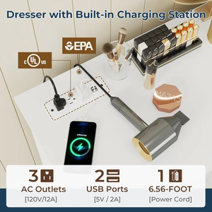 <span class=keywords><strong>Commode</strong></span> inachevée à 10 tiroirs avec station de charge intégrée <span class=keywords><strong>Commode</strong></span> <span class=keywords><strong>longue</strong></span> épaisse et robuste <span class=keywords><strong>Commode</strong></span> pratique - Product Image 4