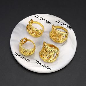 Jxx Fashion 24K Gold Plated Brass <b>Rings</b> Minimalist <b>Chunky</b> Geometric Texture Waterproof Ocean Wave Classic Wholesale Jewelry - Product Image 6