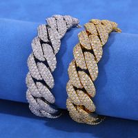 Bracelet chaîne cubaine épaisse en laiton Fulsun, entièrement pavé de zircons, fermoir à verrouillage, bijoux de luxe hip-hop pour hommes