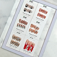 Lot de 10 faux ongles en acrylique à presser, longs, à couverture complète, réutilisables, style French Manucure, pour femmes