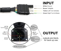 Adaptateur de feux de remorque 4 plats à 7 voies rondes NO Support de montage 4 broches Connecteur de feux de remorque côté véhicule à double sortie 7 lames