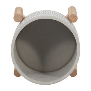 Vaso in Ceramica Stoneware con Supporto in Legno, Fioriera per Piante da Interno, Decorazione per Casa, Giardino e Patio - Product Image 6