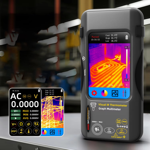 2-in-1 240*240 Thermal Imager Camera Digital Multimeter 20000 Counts Touch Screen 20-550C IR Camera Auto Pipe Heating Inspection