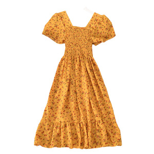 <span class=keywords><strong>Vestido</strong></span> Midi de Verano <span class=keywords><strong>con</strong></span> Cuello Cuadrado y Mangas Abullonadas, Estilo Francés, Talla Única, Elástico, Informal - Product Image 5