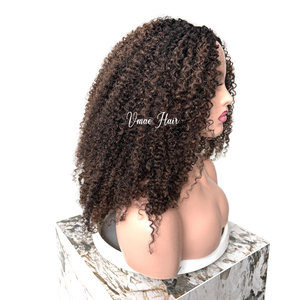 Afro kỳ lạ kinky mật độ 180% v-phần nguyên Trinh Nữ đầy đủ lớp biểu bì nhỏ afro xoăn coily balayage màu Brazil máy tóc - Product Image 5