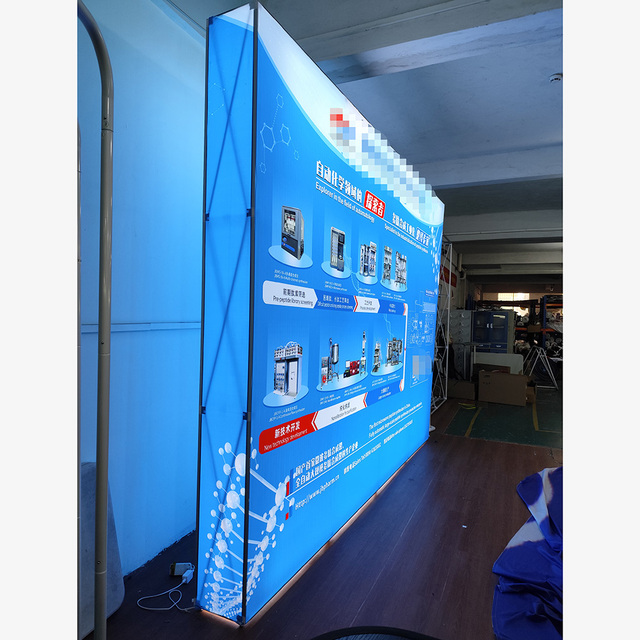 Portable Foldable Aluminum Frame Tension Fabric Backdrop SEG Pop-up LED Backlit Light Box Custom Logo for Tradeshow Exhibition