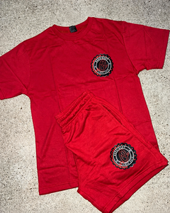 Conjunto de camiseta y pantalones cortos de algodón personalizados para hombre, con estampado de logotipo en naranja quemado, de la marca Streetwear. - Product Image 3