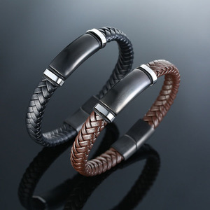 Pulsera Minimalista y Moderna Arlin al por Mayor, Hebilla Negra Electrochapada, Línea Azul y Tejido Negro, Joyería para Hombre - Product Image 5