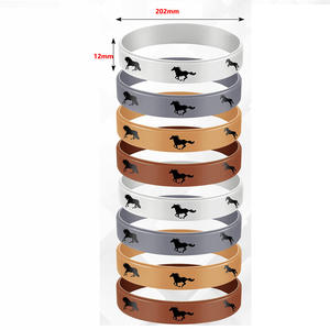<b>Horse</b> Silicone <b>Bracelet</b> 4 Packs Waterproof Geometric Design Decorative Wristband for <b>Horse</b> Racing Party Fans - Product Image 4