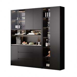 Santopov Modern Luxury Black Wood Sideboard with LED <b>Lights</b> Integrated <b>Wall</b>-Mounted Storage Cabinet Living Room Dining Room - Product Image 3