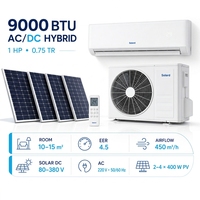 AC Hybrid Solar 9000 BTU DC Inverter Wall Split, Set Lengkap Pendingin & Pemanas, Siap Pakai Baterai 48V untuk Rumah Tangga