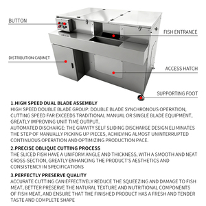ราคาโรงงานสำหรับเครื่องหั่นเนื้อปลาคาร์พแบบอัตโนมัติ เครื่องหั่นเนื้อปลาแซลมอนแบบเฉียงด้วยแรงโน้มถ่วง ช่วยรักษาสารอาหาร - Product Image 3