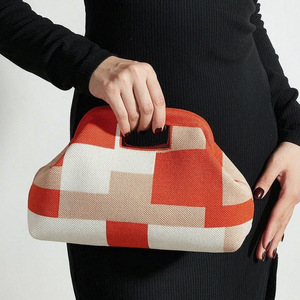 <b>Knitted</b> Dumpling Clutch <b>Bag</b> Striped Cosmetic Pouch Reusable Makeup Organizer Custom Logo for Travel Gift - Product Image 2