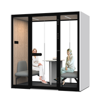 Cabine de réunion acoustique insonorisée Comine pour quatre personnes, idéale pour les bureaux, les hôtels et les entrepôts