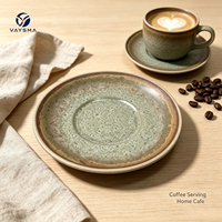 Ensemble tasse à thé et soucoupe en porcelaine de 6 pouces style gastronomique avec dessous de plat de service, compatible lave-vaisselle, origine Anhui, pour usage en restaurant et domestique