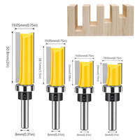 Fresa de carburo de 8 mm con vástago para carpintería, para copiar y recortar patrones en madera, con rodamiento, herramientas de corte CNC