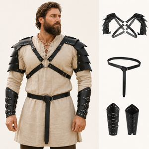 Set di Armature per Spalle e Bracciali con Cintura, Stile Medievale Cavaliere Vichingo, in Pelle PU Regolabile, per Guerrieri, Halloween, Cosplay, Accessori per Costumi TV e Film - Product Image 2