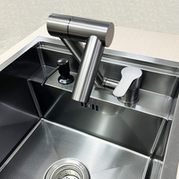 Robinet de cuisine pliable en acier inoxydable 304 720 °   Robinet de cuisine monocommande gris rotatif chaud/froid pour évier
