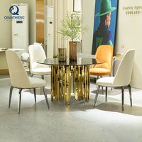 Projet personnalisé Hôtel Café Bar Restaurant Mobilier de luxe au design moderne Ensemble table à manger et chaises de mariage en acier inoxydable
